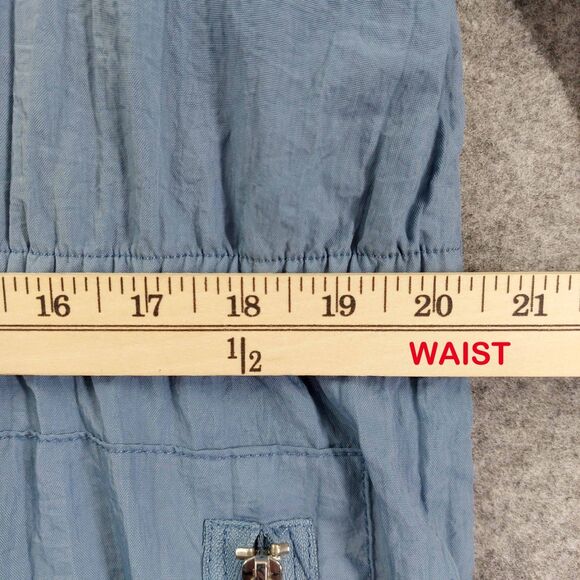 Soft Surroundings Nylon Utility Jacket Sz L Blue Zip Snap Lightweight Raincoat - Picture 5 of 13